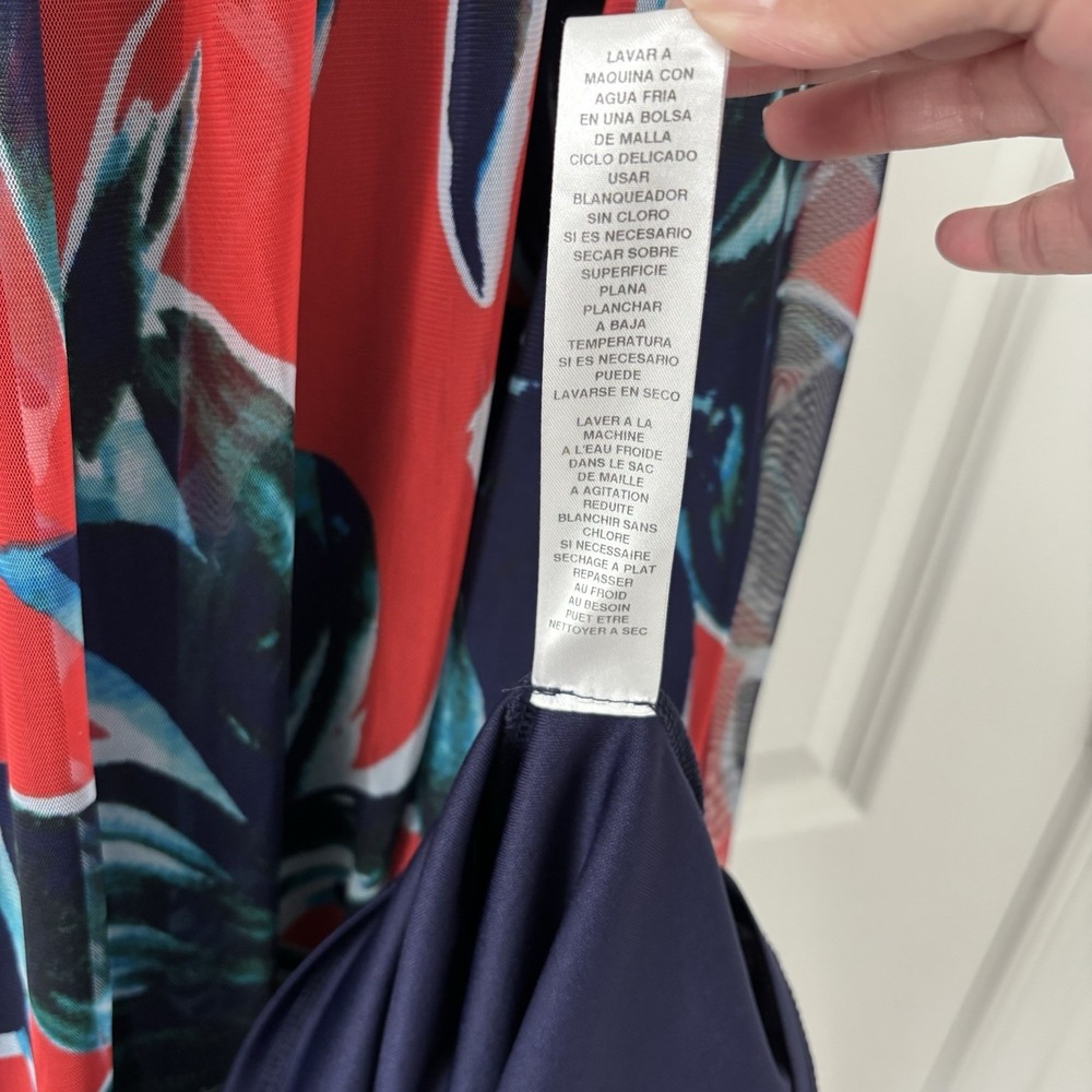 London Times | Women's Blue and Red Shift Sleeveless Lined Stretch Dress Size 8 - Picture 7 of 8